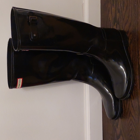Hunter Shoes Hunter Original Black Gloss Refined Tall Womens Size